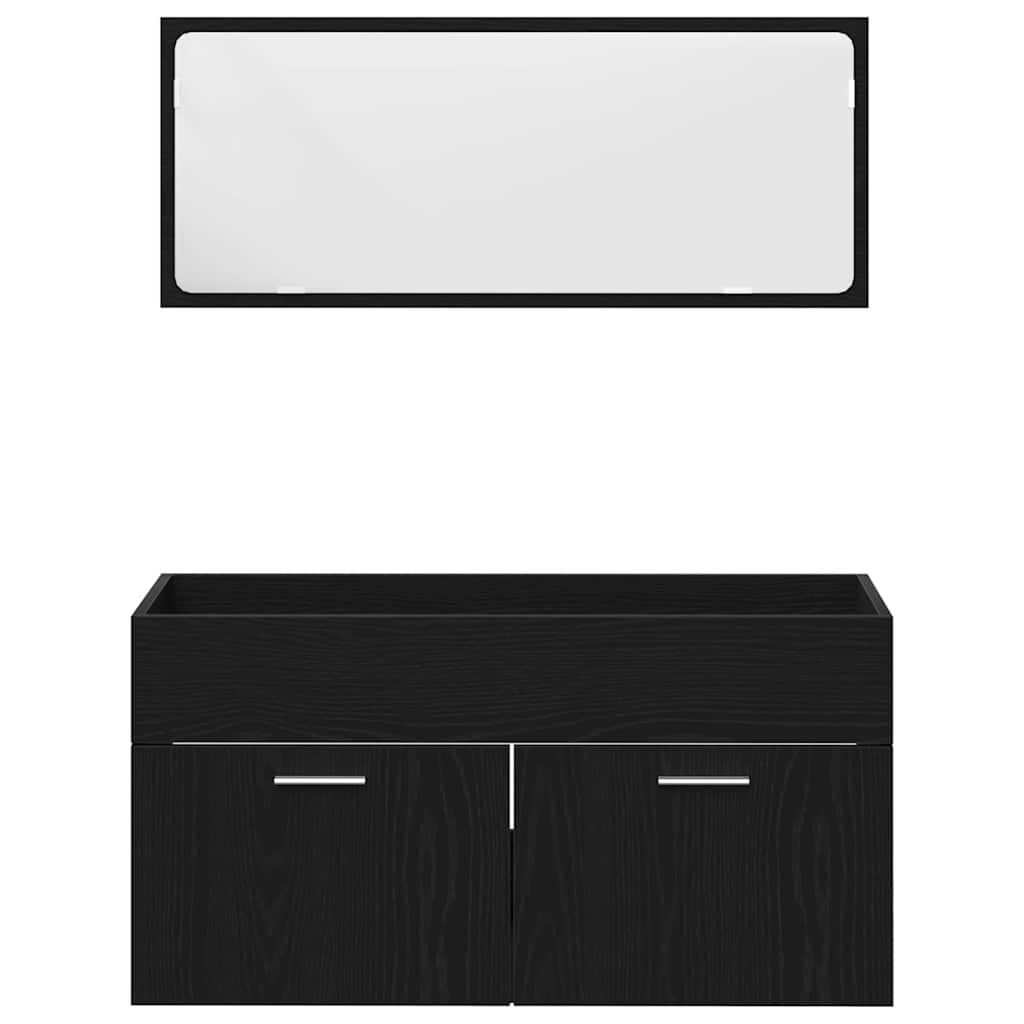 Set namještaja za kupaonicu 2 pcs Crni hrast Konstruirano drvo