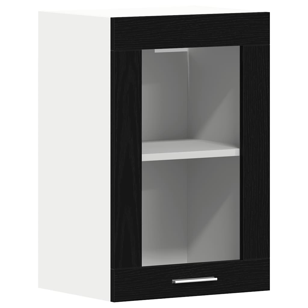 Viseći stakleni ormarić crni hrast 40x31x60 cm inženjerski drvo