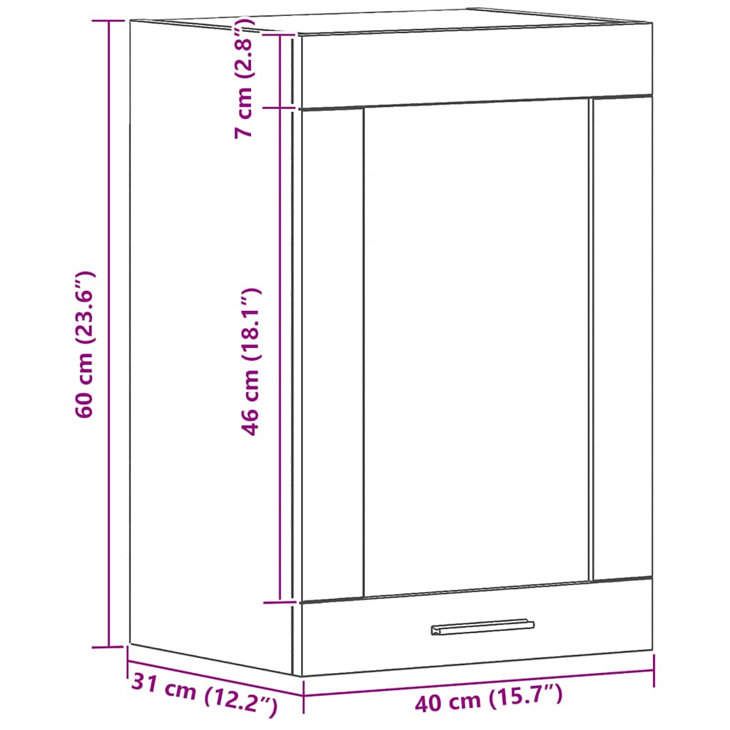 Viseći stakleni ormarić crni hrast 40x31x60 cm inženjerski drvo