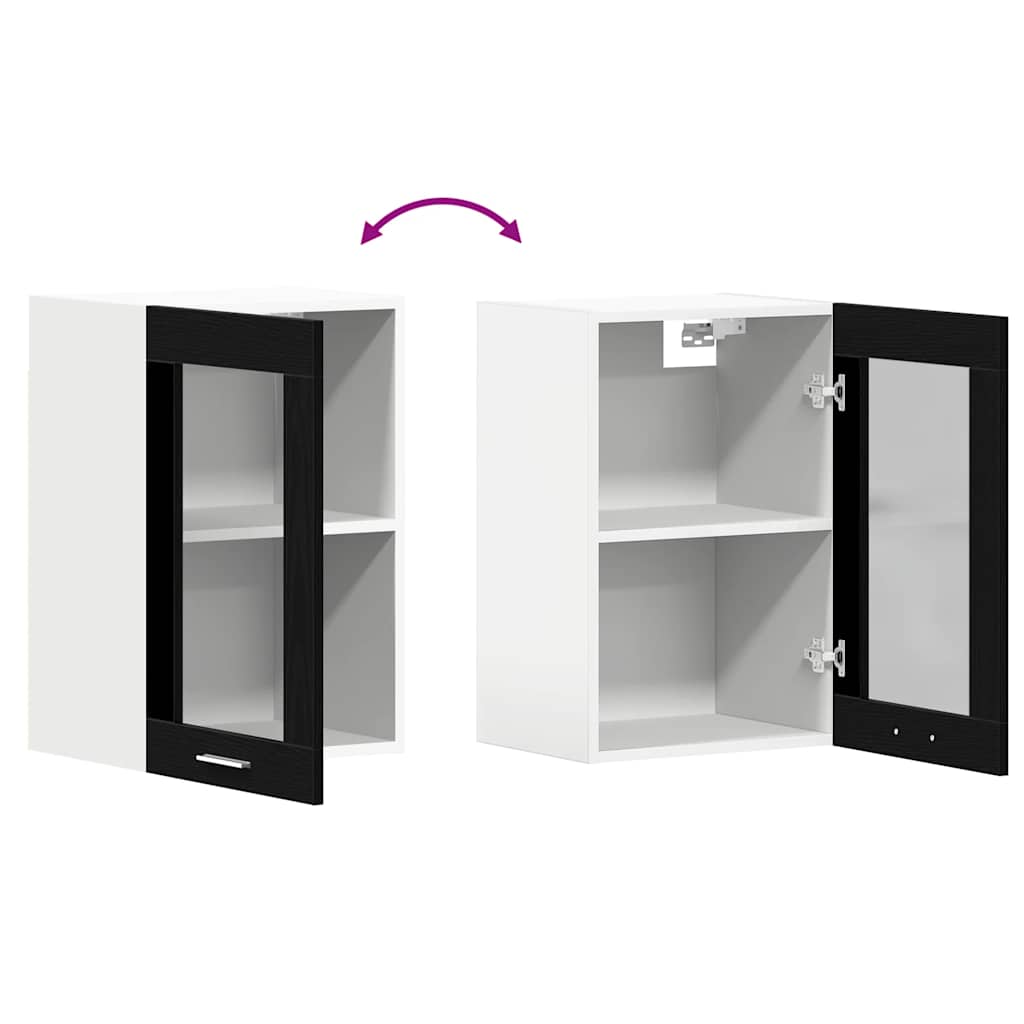 Viseći stakleni ormarić crni hrast 40x31x60 cm inženjerski drvo