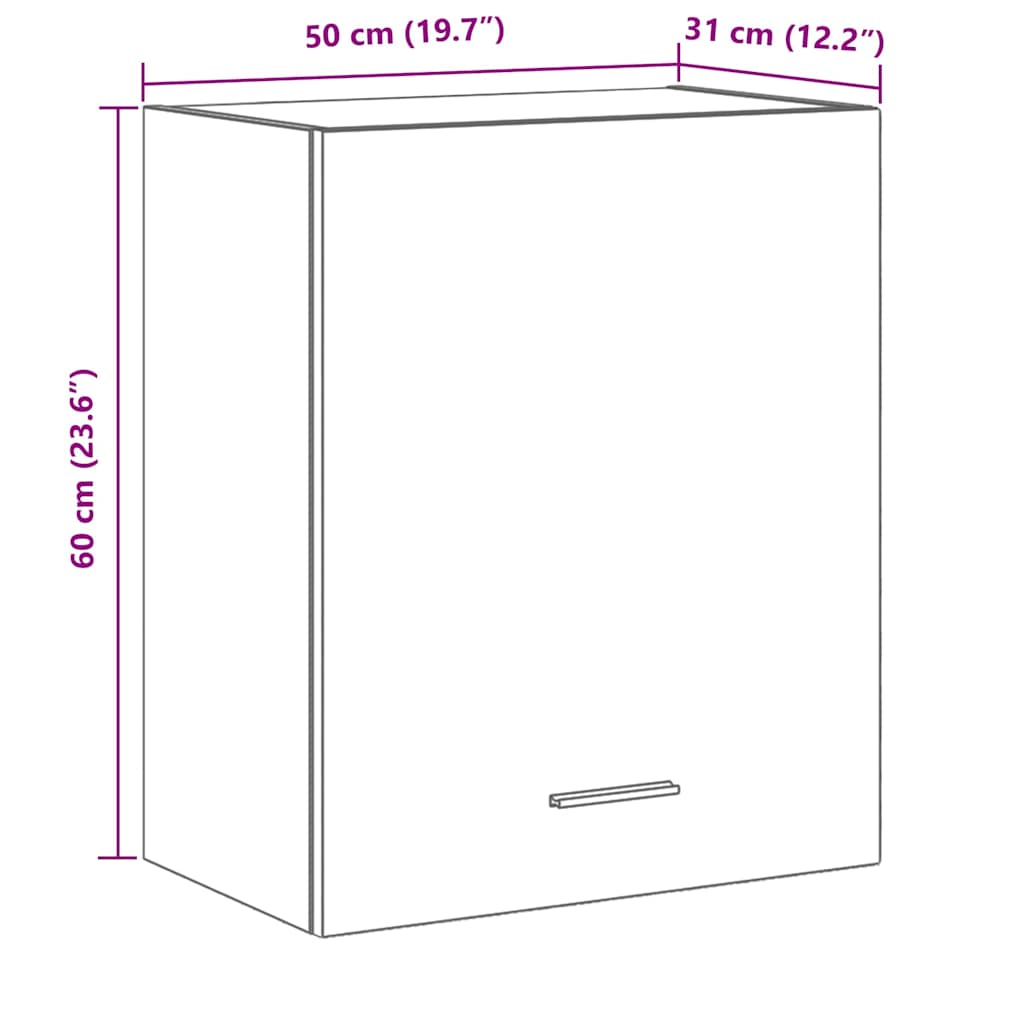 Viseći ormarić s policom Lyon 2 pcs Crni hrast 50 x 31 x 60 cm
