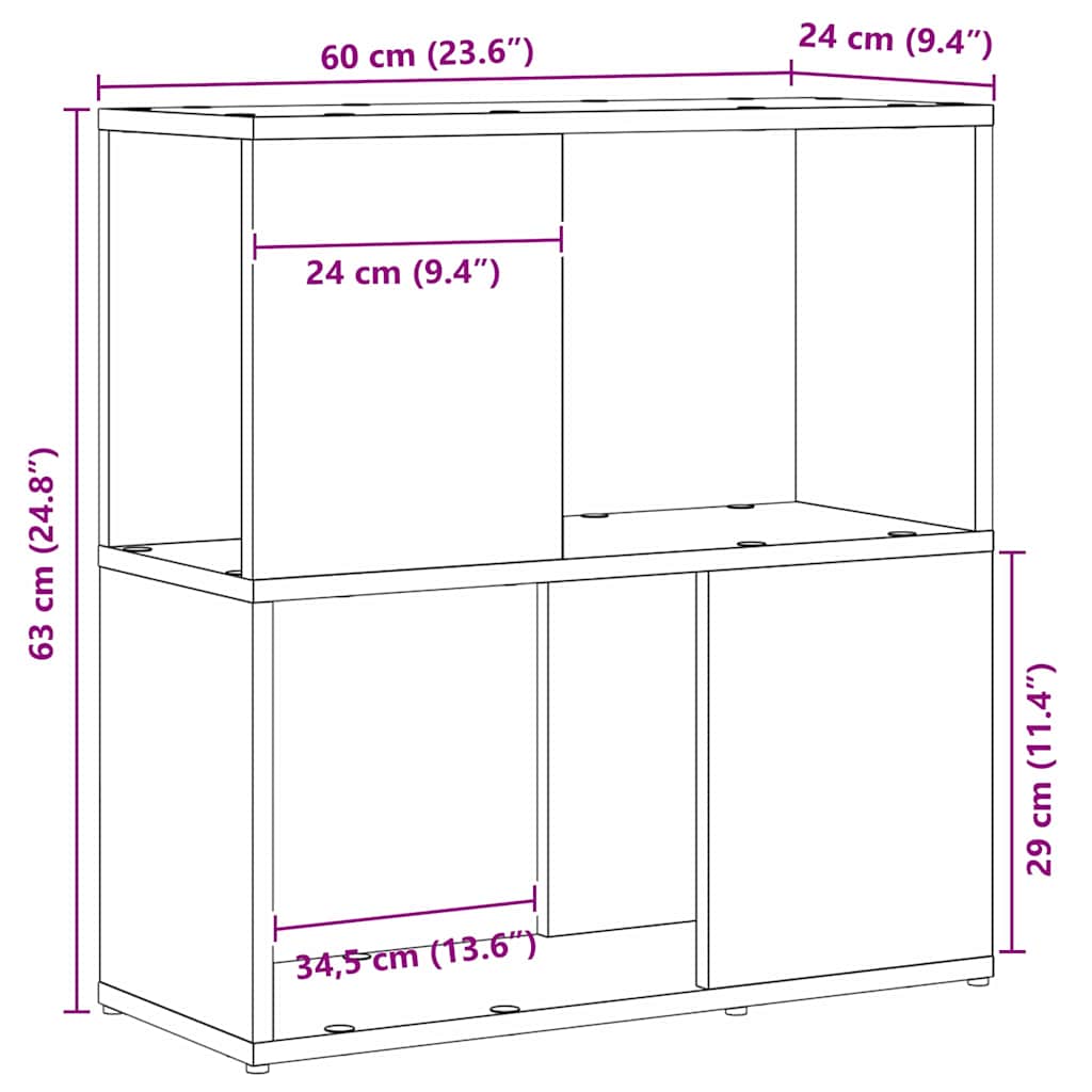 Set TV komoda Zidne Crna 60 x 24 x 63 cm Konstruirano drvo