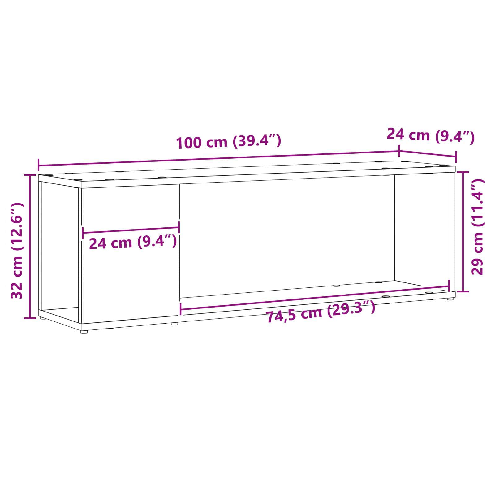 Set TV komoda Zidne Crna 100 x 24 x 63 cm Konstruirano drvo