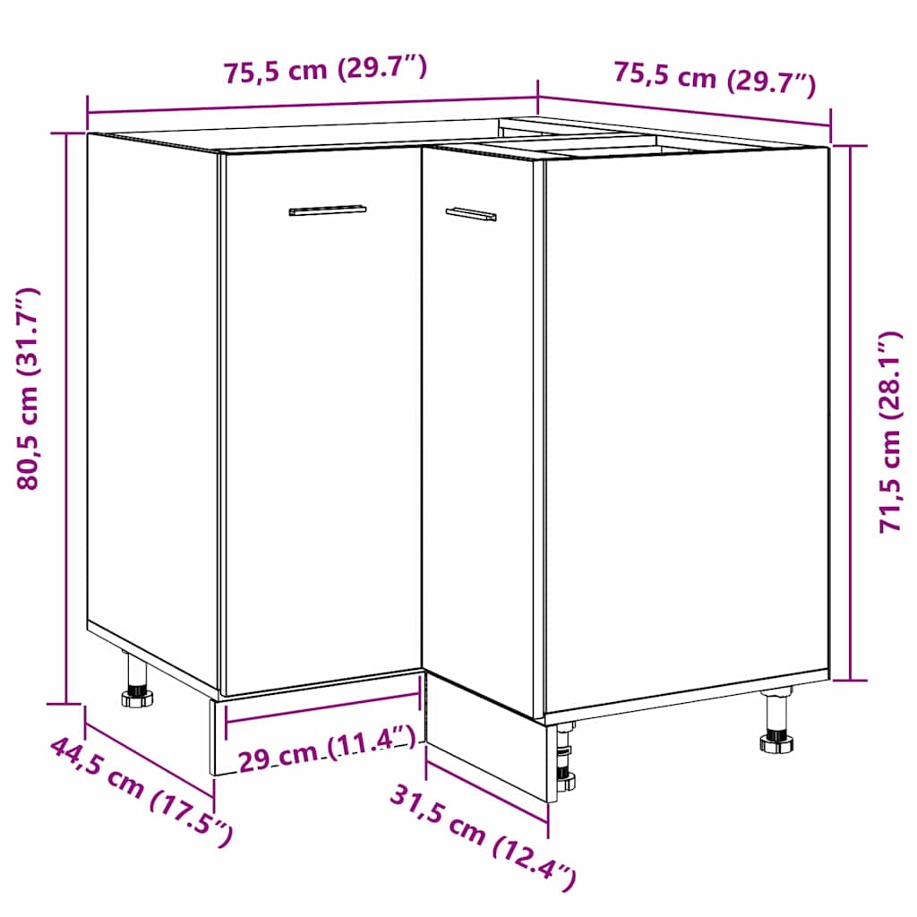 Viseći ormarić s policom Crni hrast 75,5 x 75,5 x 80,5 cm