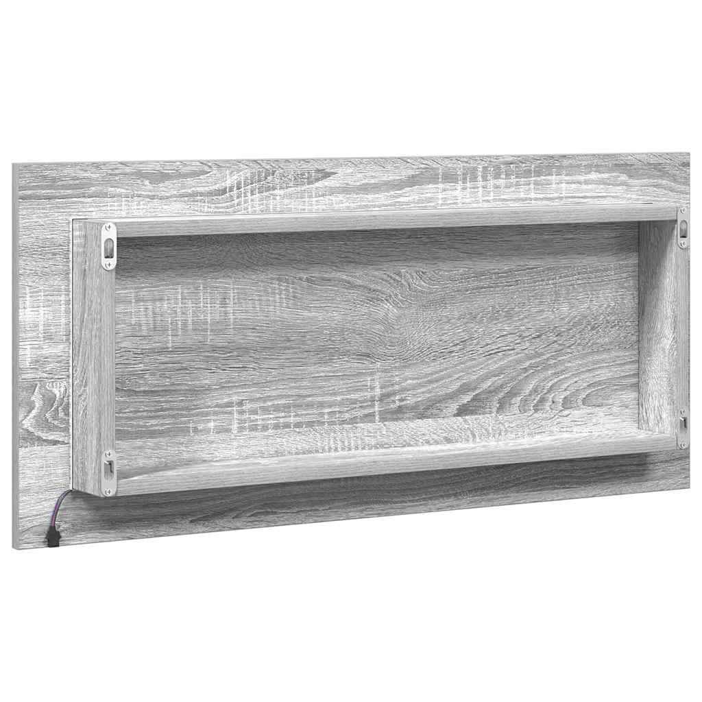 Ogledalo Zidne Siva sonoma 80 x 37 cm Staklo i inženjerski drvo