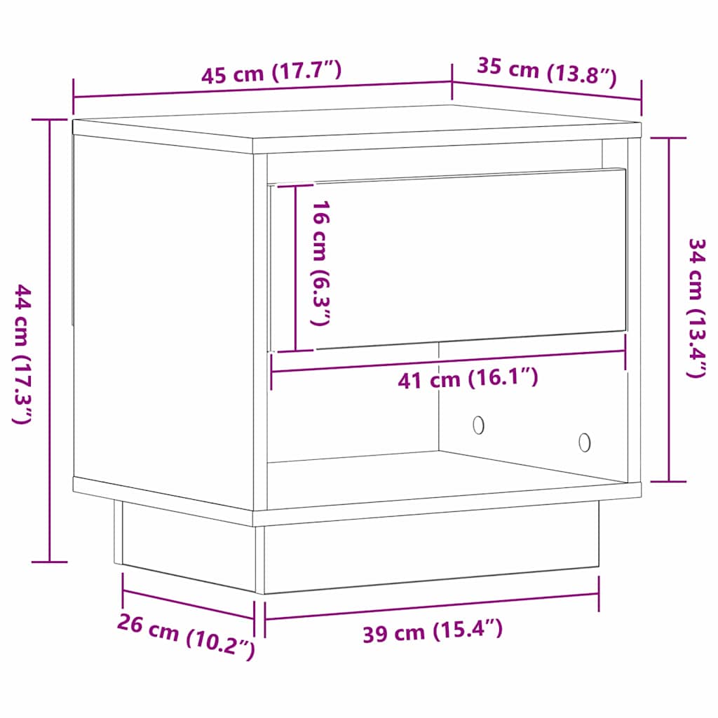 Noćni ormarić s ladicama 2 pcs Umjetnički hrast 45 x 34 x 44 cm