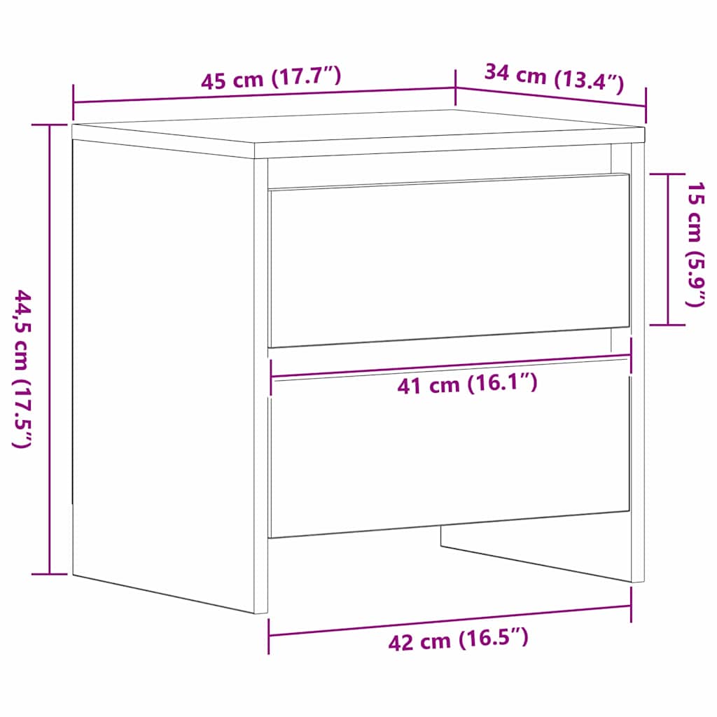 Noćni ormar s ladicama 2 pcs Staro drvo 45 x 34 x 44,5 cm