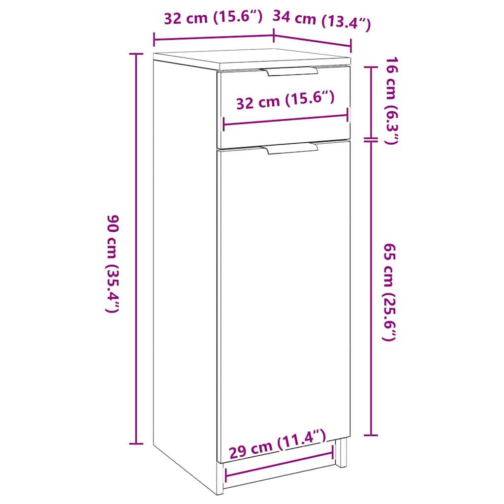Kupaonski ormar Crni hrast 32 x 34 x 90 cm Konstruirano drvo