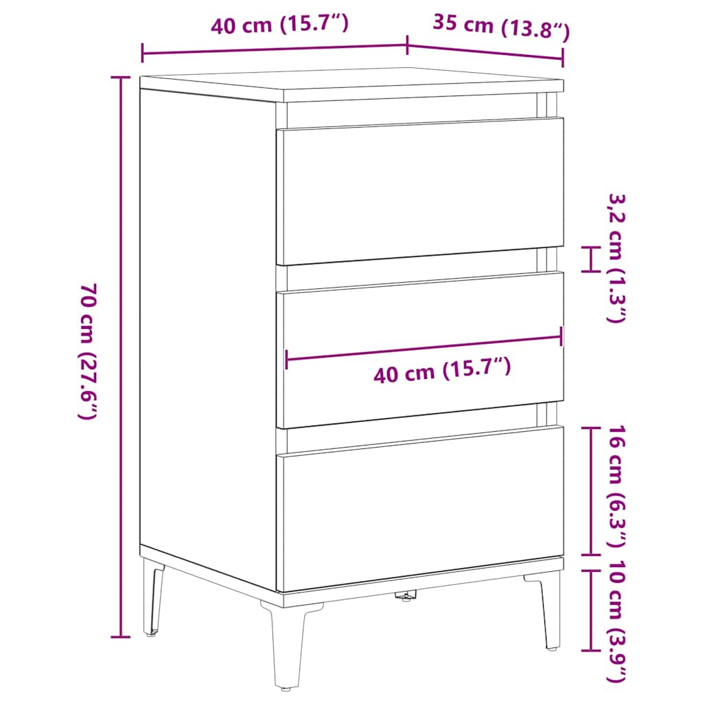 Noćni ormar Crni hrast 45 x 35 x 44 cm Konstruirano drvo