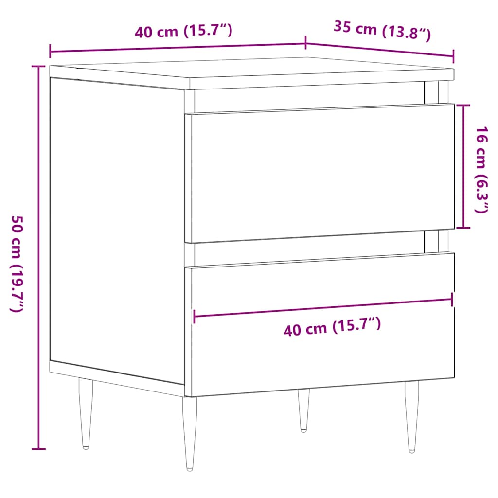 Noćni ormar Staro drvo 40 x 35 x 50 cm Konstruirano drvo