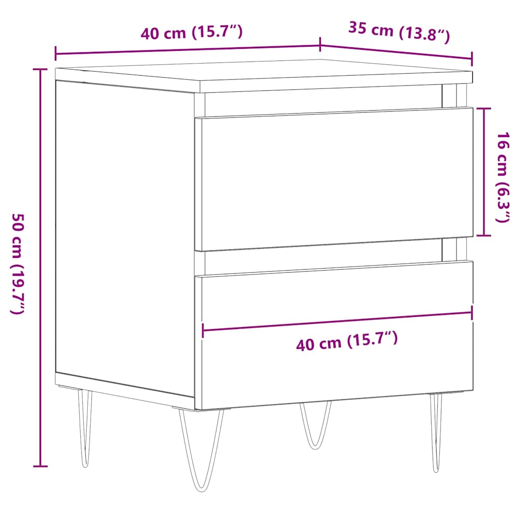 Noćni ormar Crni hrast 40 x 35 x 50 cm Konstruirano drvo