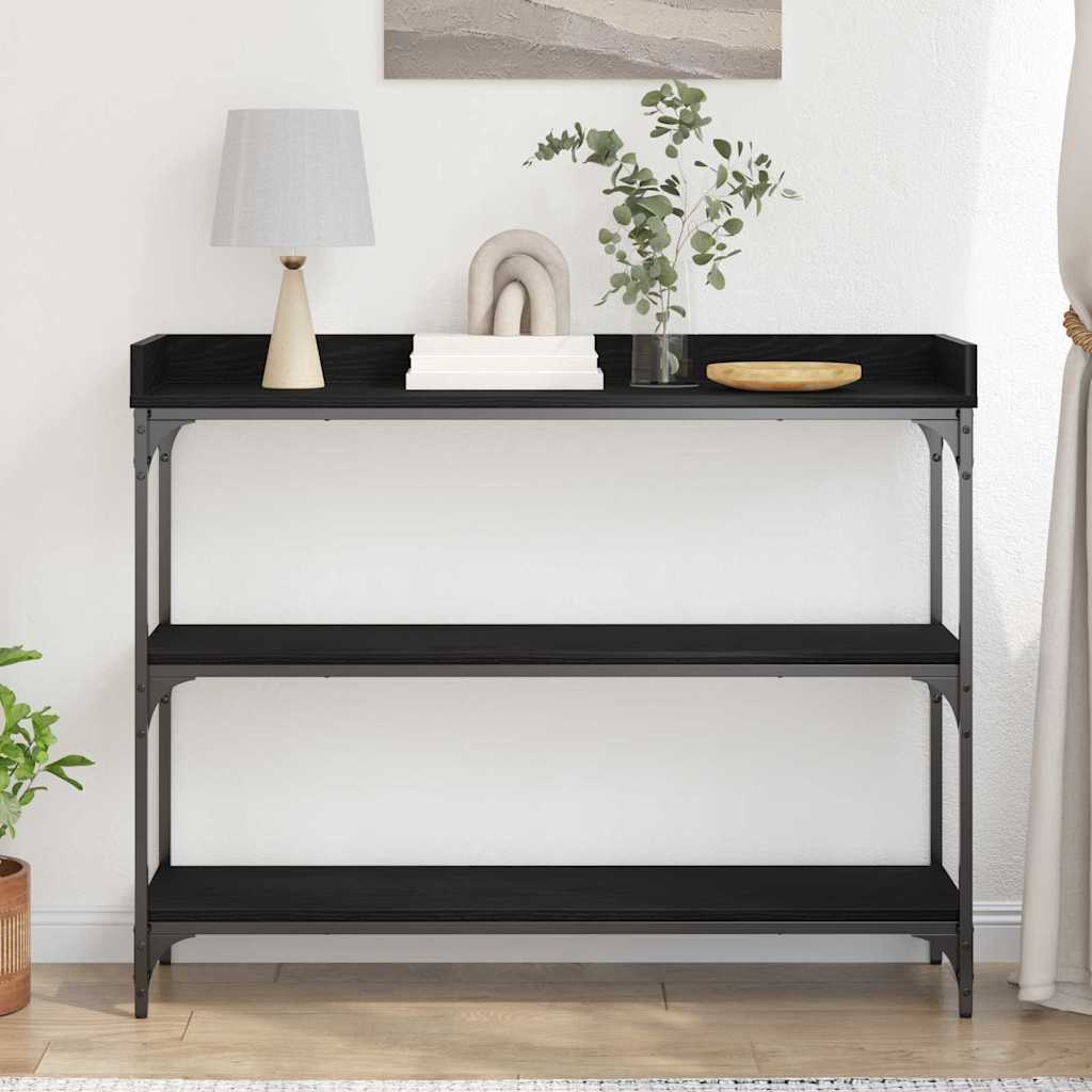 Konzolni stol s policom s pohranom Crni hrast 100 x 30 x 80 cm