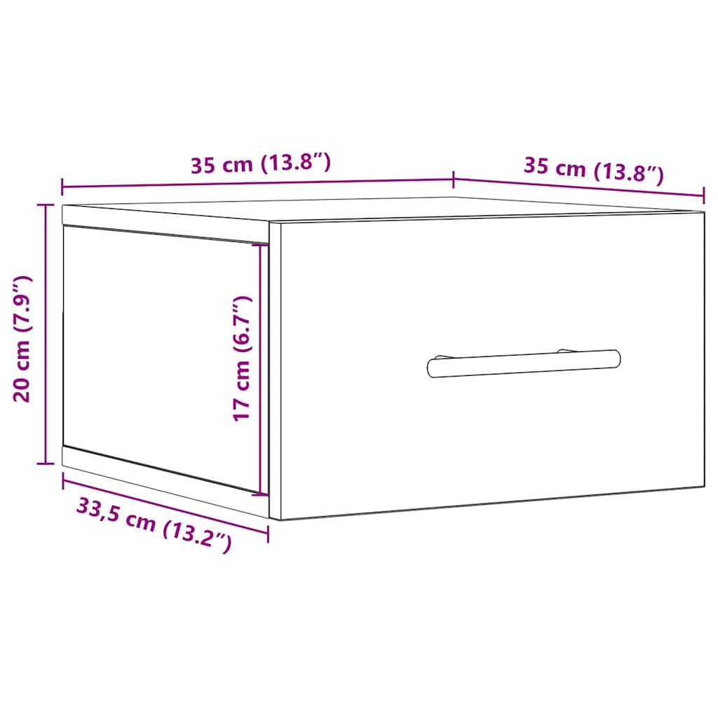 Noćni ormar Zidne Staro drvo 35 x 35 x 20 cm Konstruirano drvo