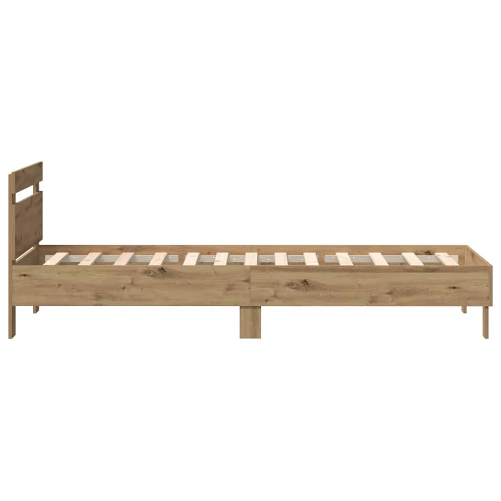 Krevetna konstrukcija s uzglavljem Umjetnički hrast 90 x 200 cm