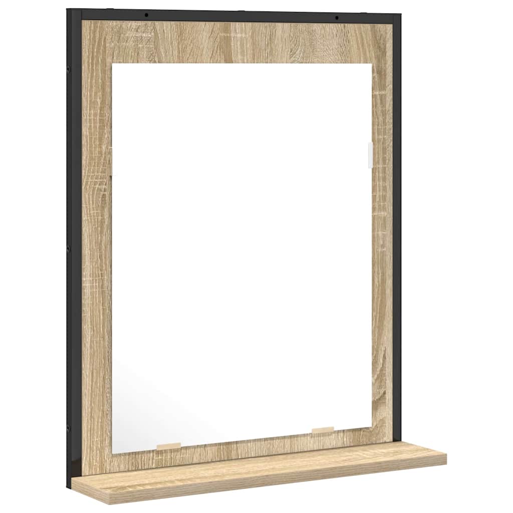 Zrcalo za kupaonicu s policom Zidne Crna 50 x 12 x 60 cm