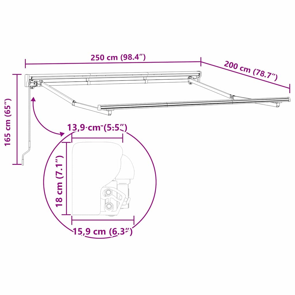 Okvir tende Krema 250 x 200 cm Poliester s PU premazom