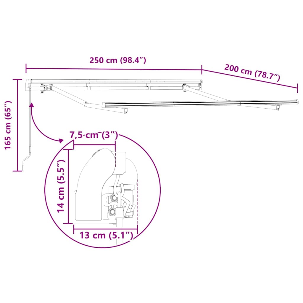 Skrovita tenda Krema 250 x 200 cm tkanina