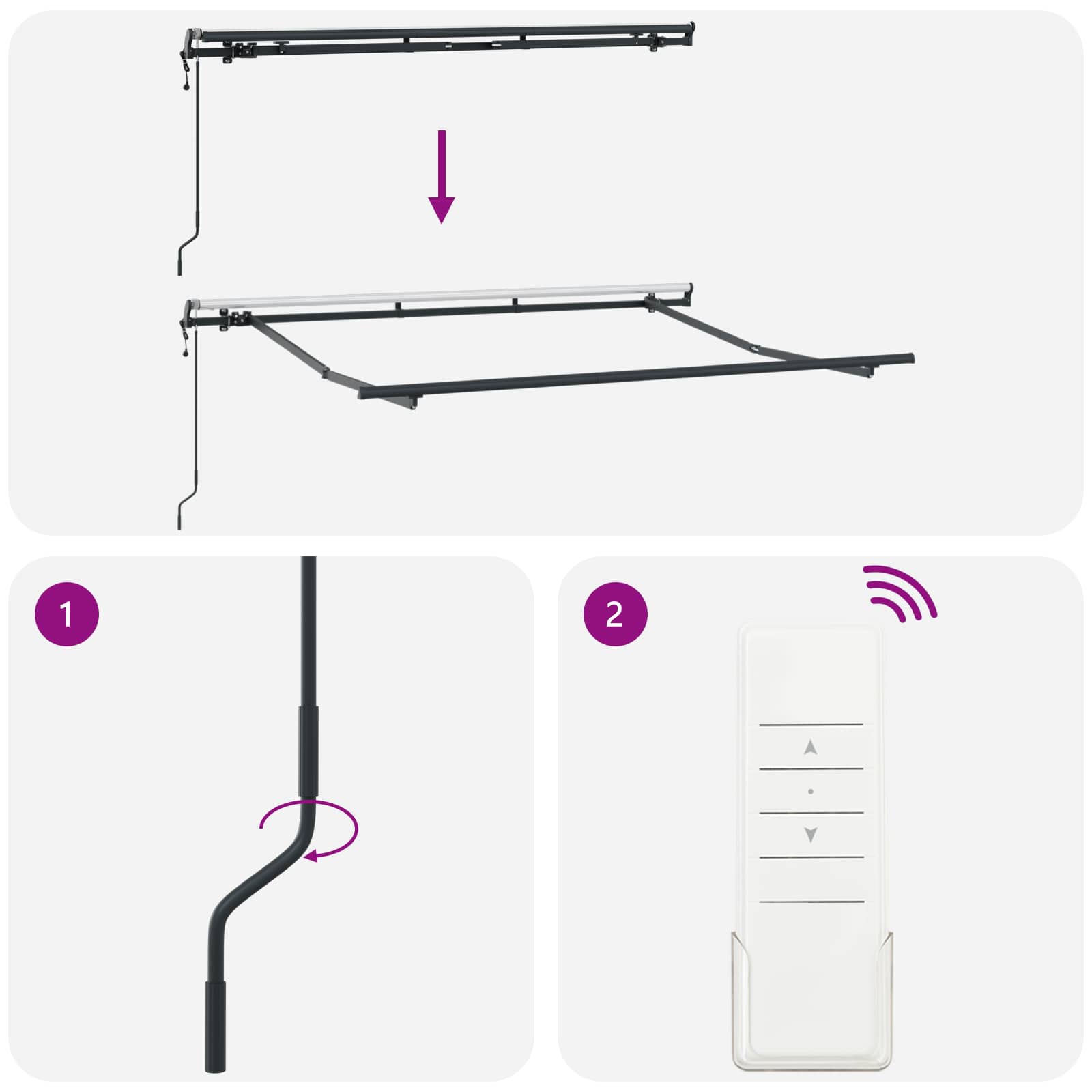 Skrovita tenda Krema 250 x 200 cm tkanina