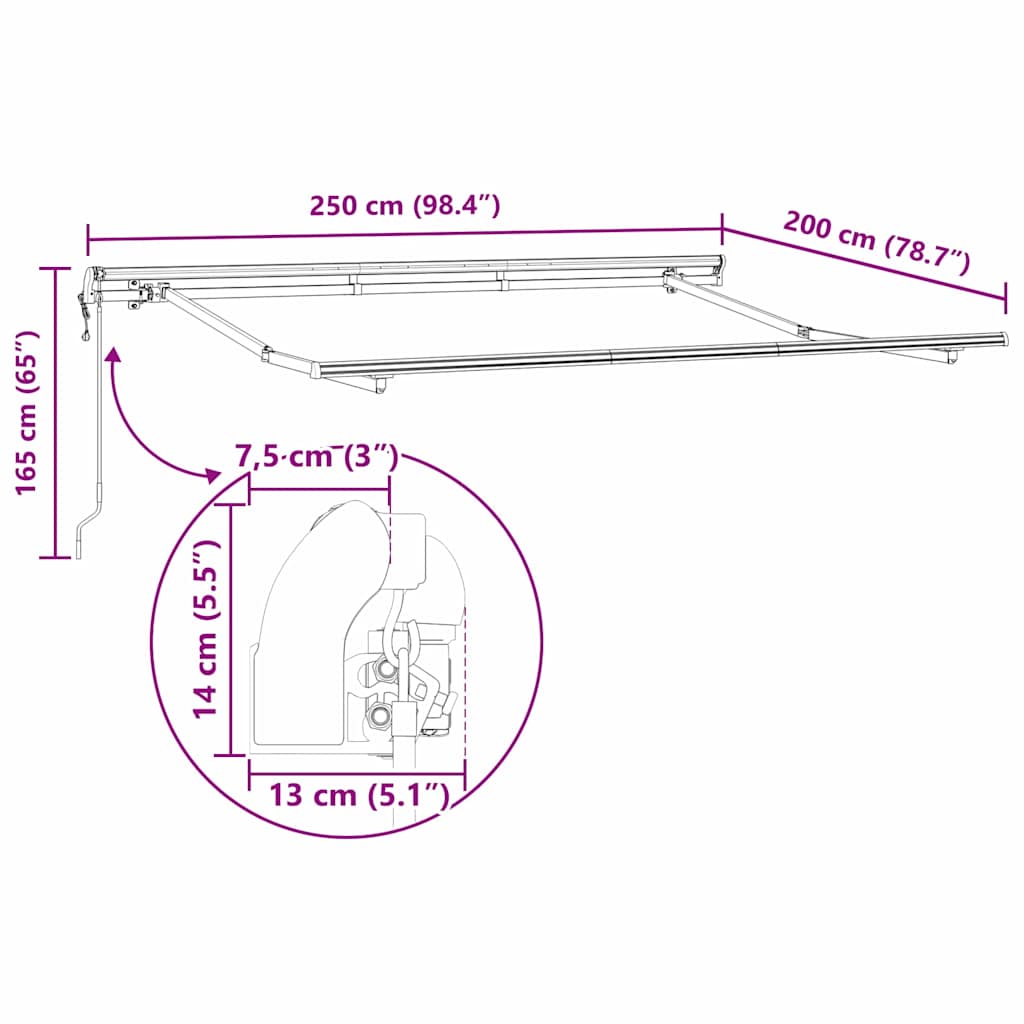 Okvir tende Tamno crvena 250 x 200 cm Poliester s PU premazom