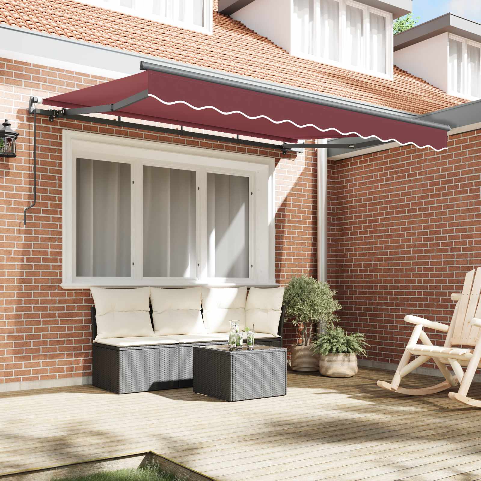 Skrovita tenda Tamno crvena 250 x 200 cm tkanina