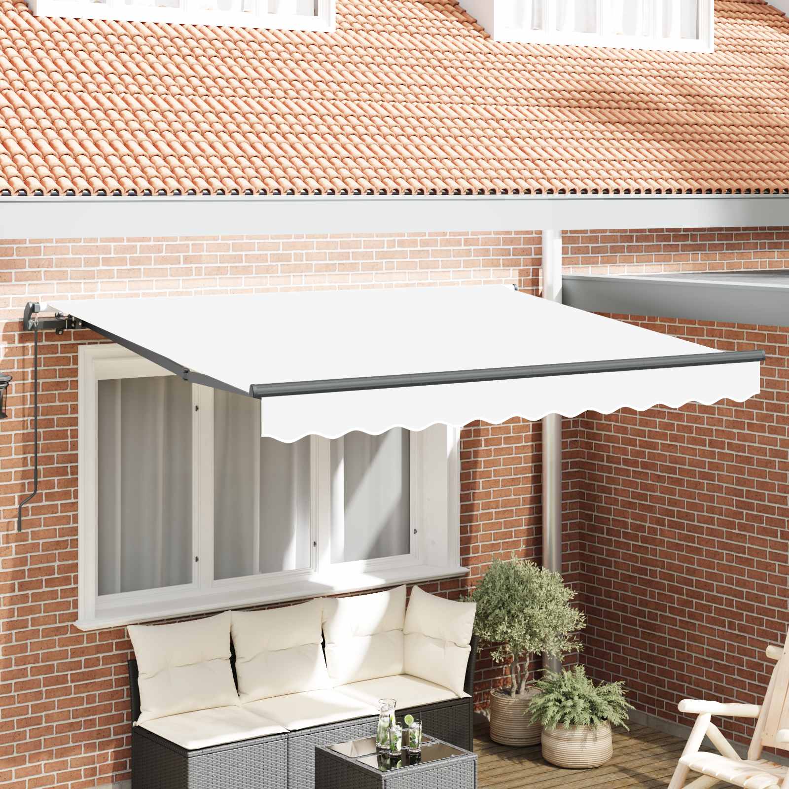 Skrovita tenda Bijelo 250 x 200 cm tkanina