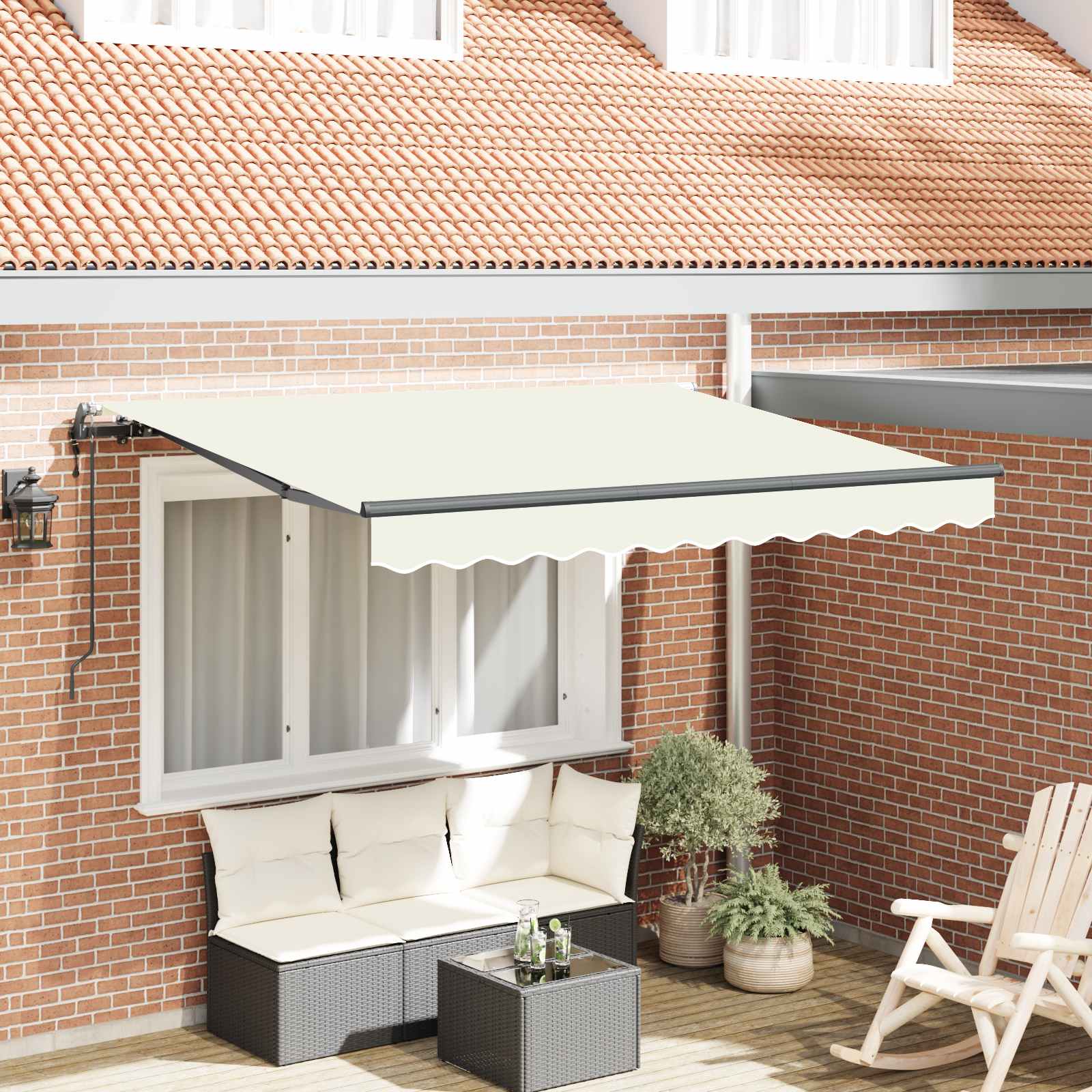 Skrovita tenda Krema 300 x 200 cm tkanina