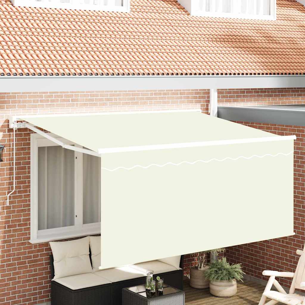Skrovita tenda Krema 300 x 200 cm Poliester i aluminij