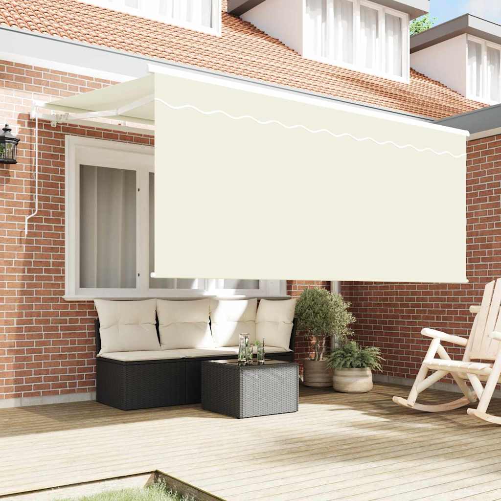 Skrovita tenda Krema 300 x 200 cm Poliester i aluminij