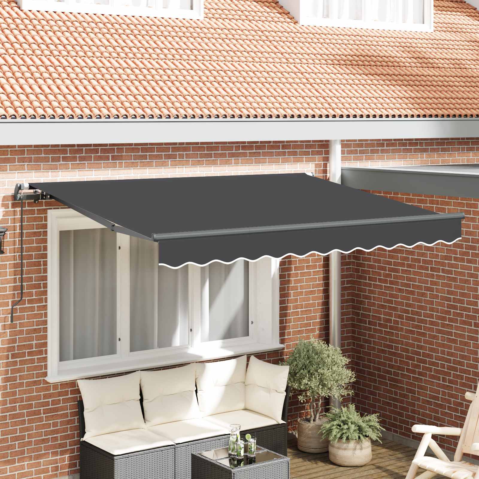 Skrovita tenda Antracit 300 x 200 cm tkanina