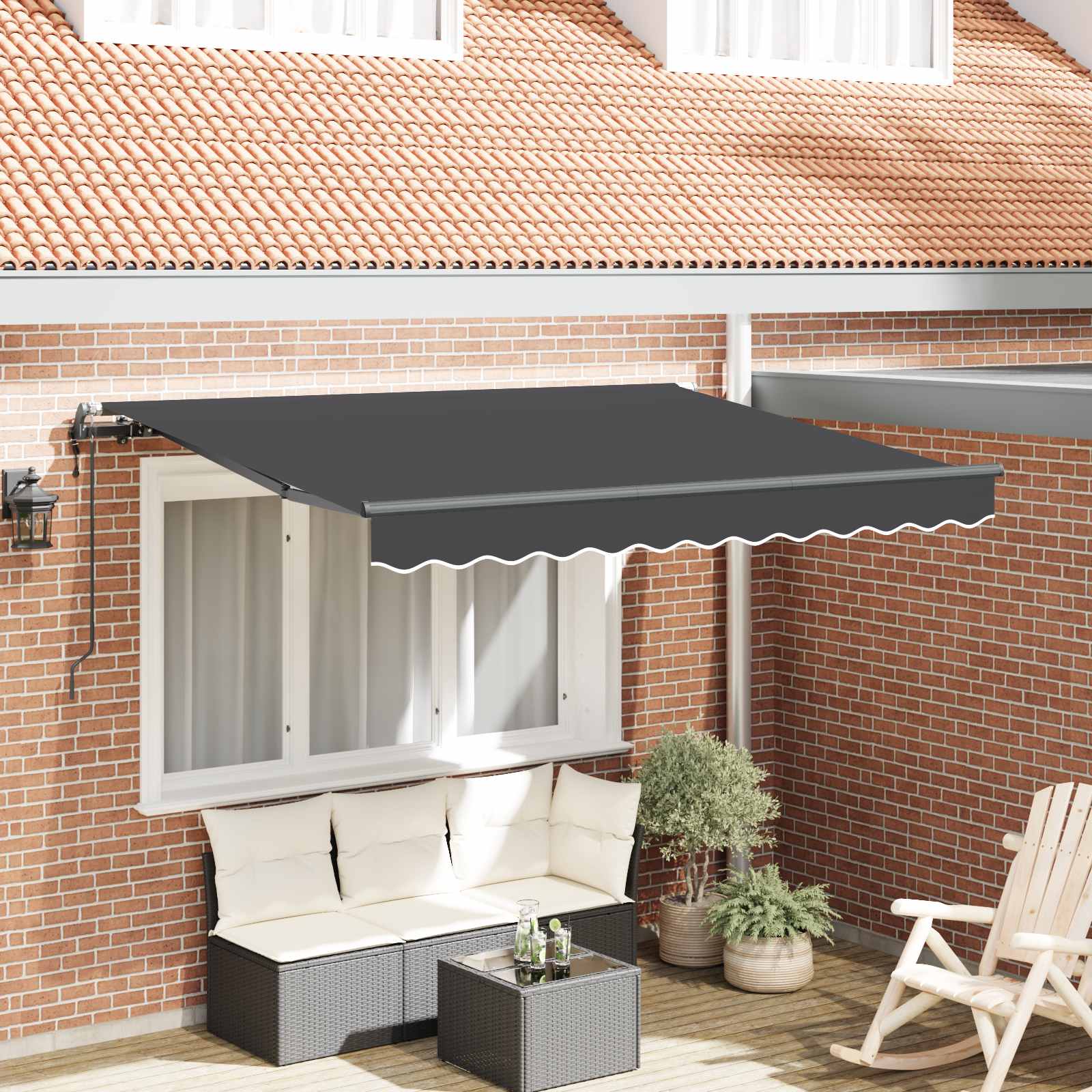 Skrovita tenda Antracit 300 x 200 cm tkanina