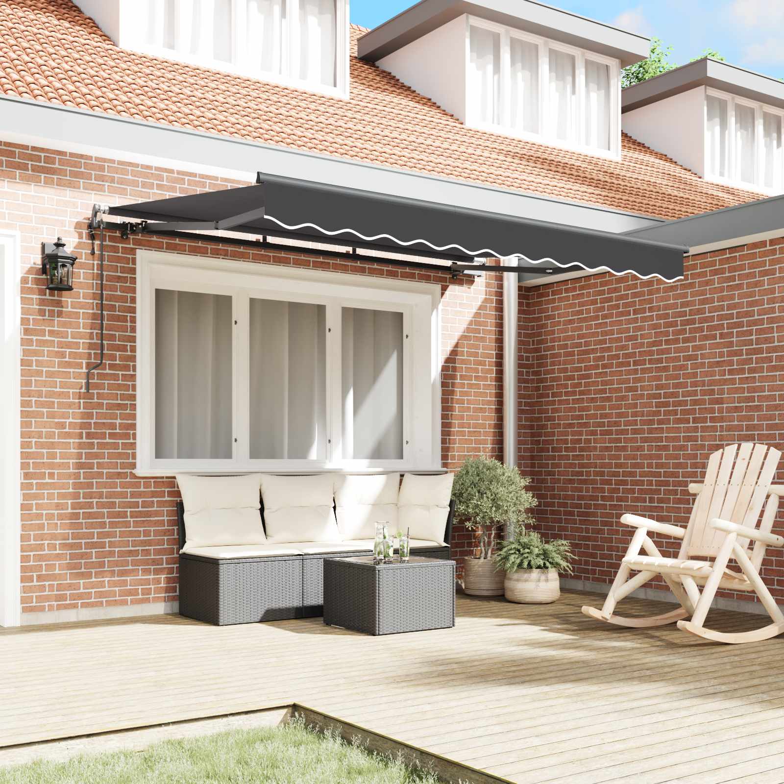 Skrovita tenda Antracit 300 x 200 cm tkanina