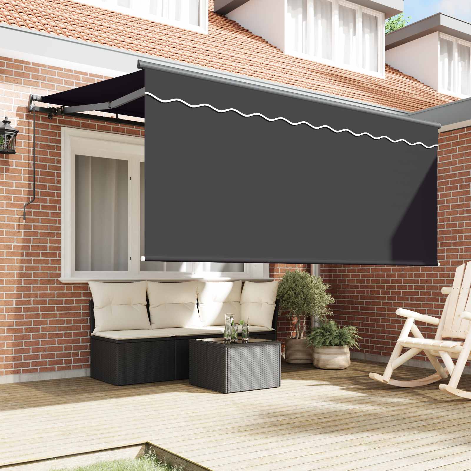Skrovita tenda Prugasti Antracit 300 x 200 cm tkanina