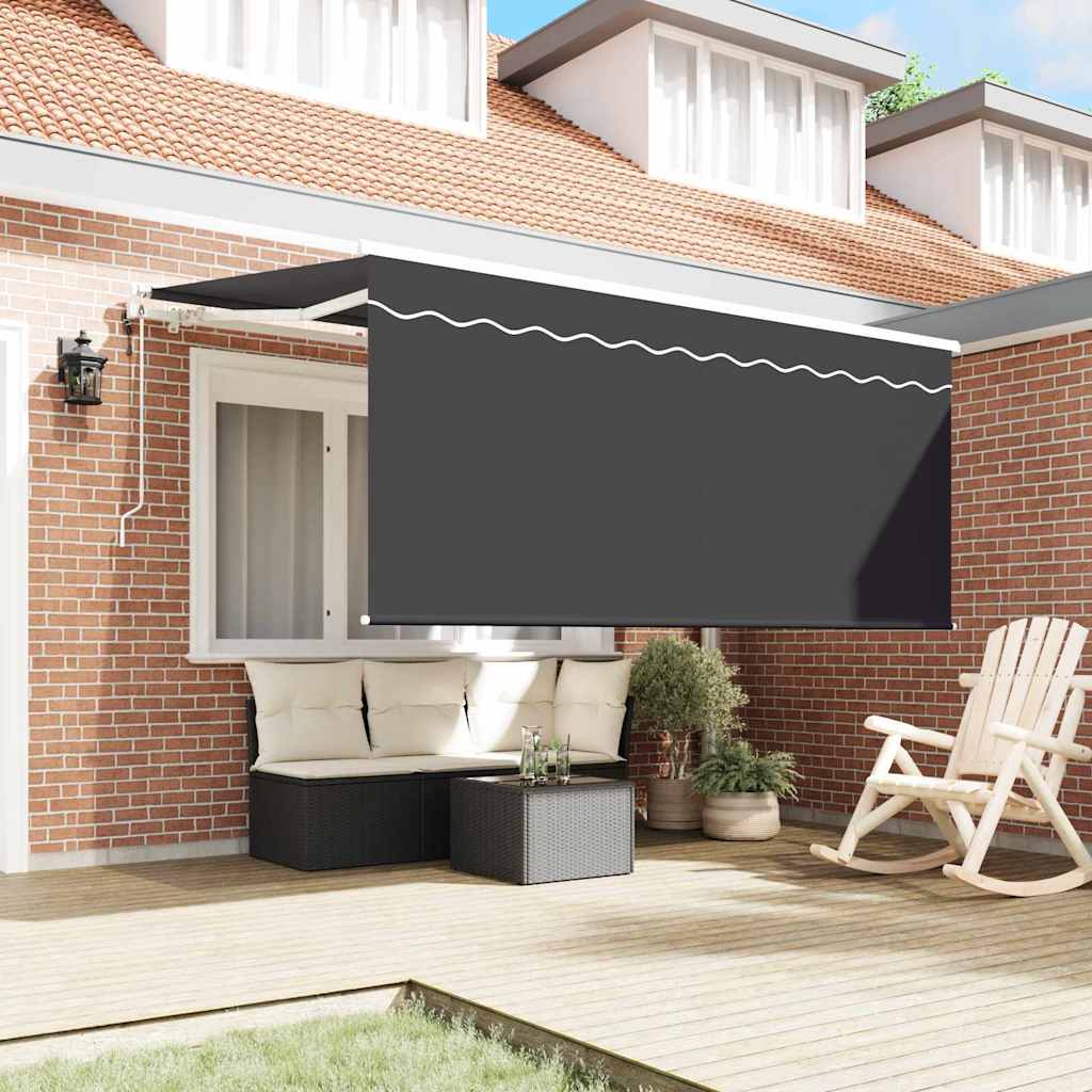Skrovita tenda Antracit 300 x 200 cm Poliester i aluminij