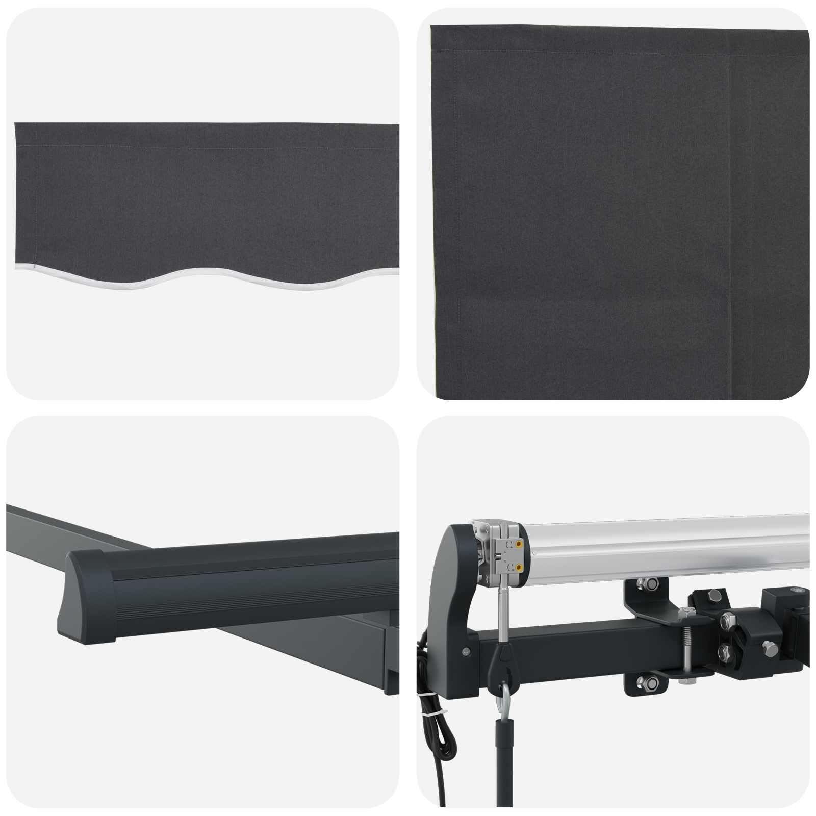 Skrovita tenda Prugasti Antracit 300 x 200 cm tkanina
