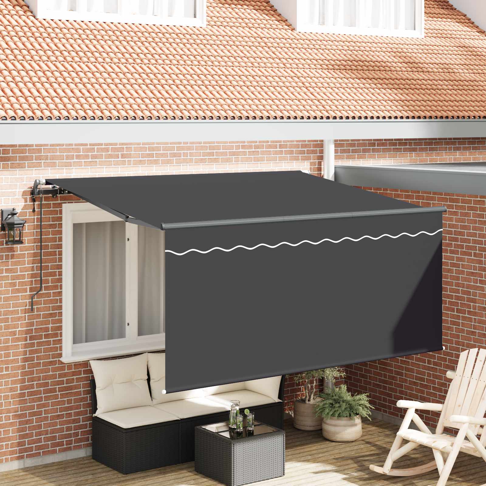Skrovita tenda Prugasti Antracit 300 x 200 cm tkanina