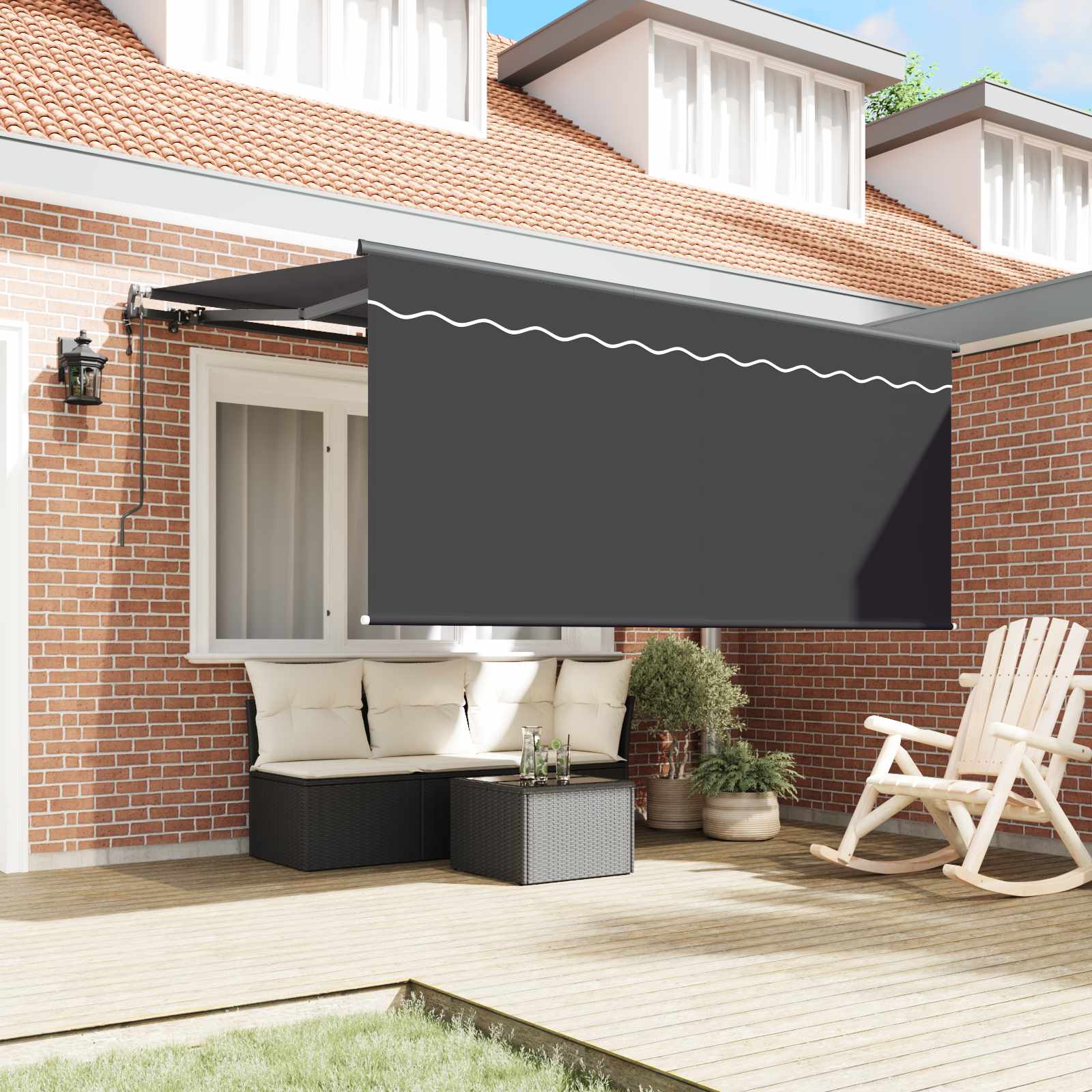 Skrovita tenda Prugasti Antracit 300 x 200 cm tkanina