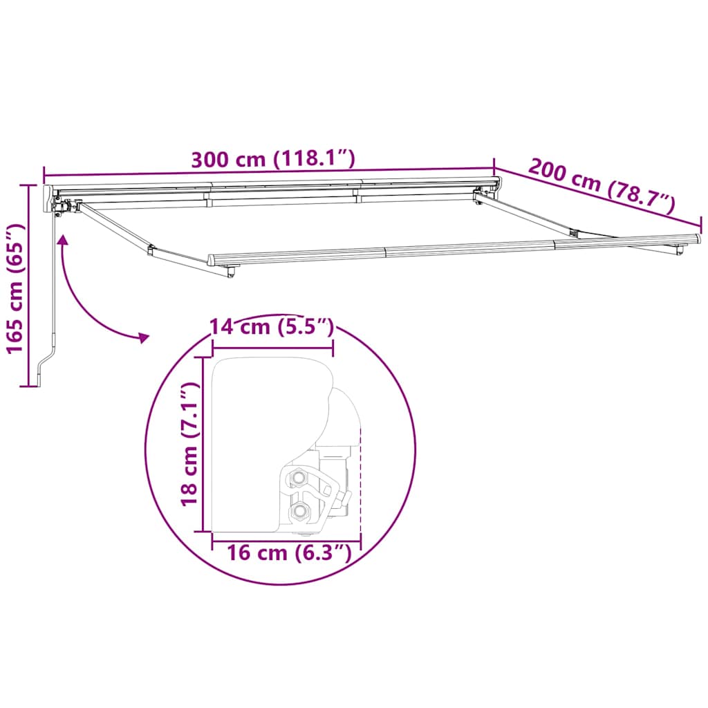Okvir tende Smeđa 300 x 200 cm Poliester s PU premazom