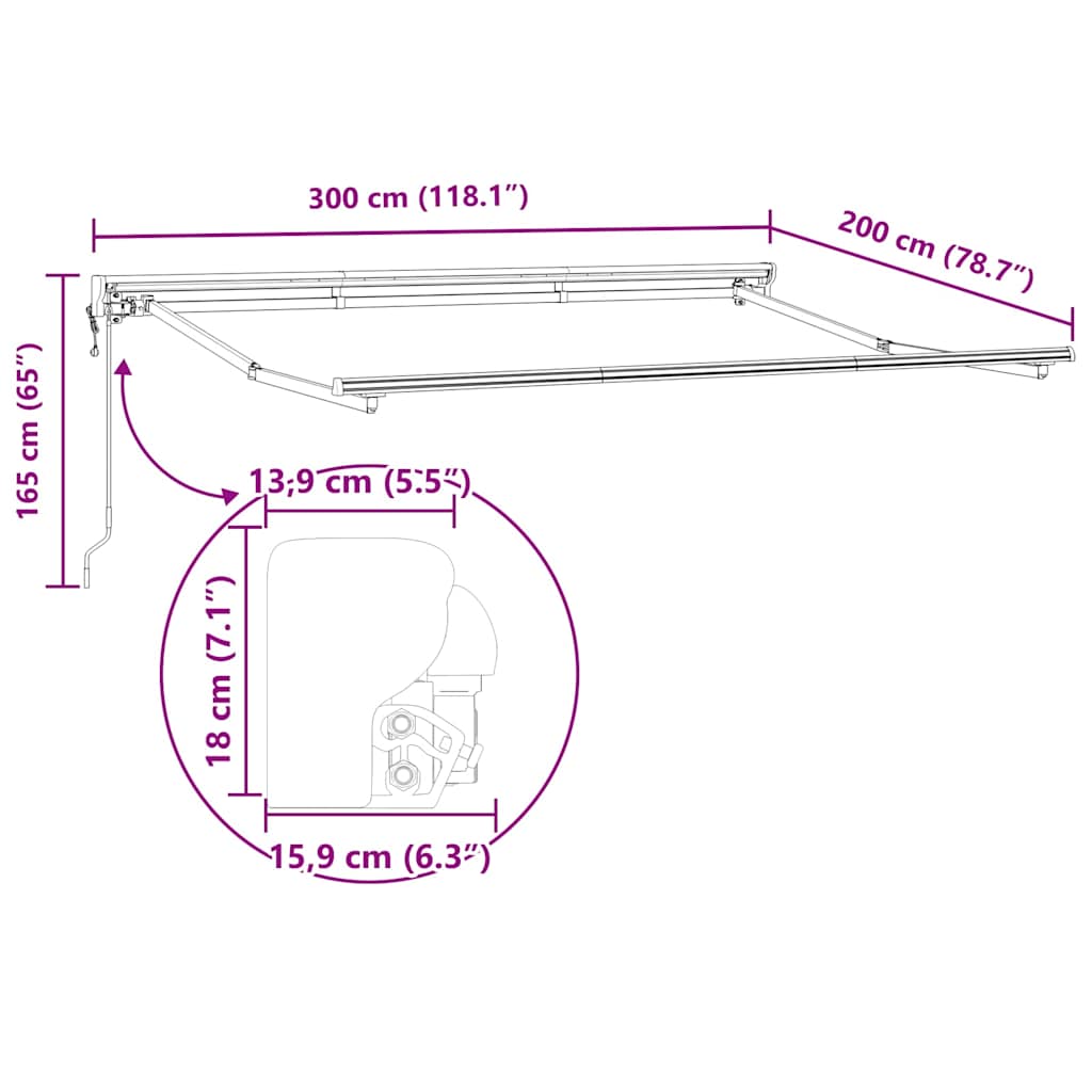 Okvir tende Smeđa 300 x 200 cm Poliester s PU premazom