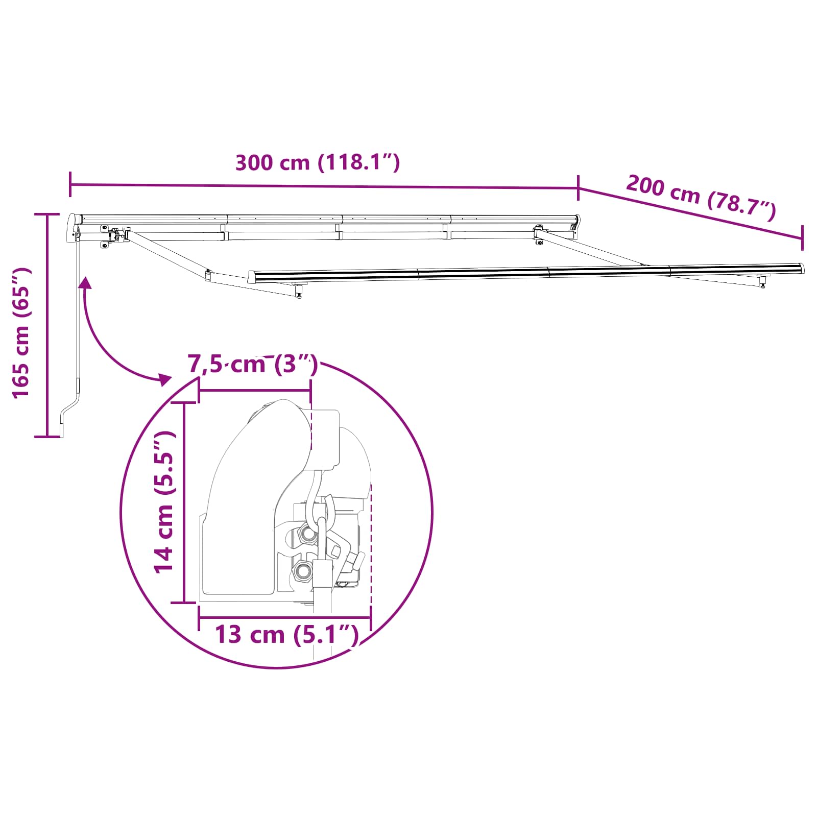 Skrovita tenda Smeđa 300 x 200 cm tkanina