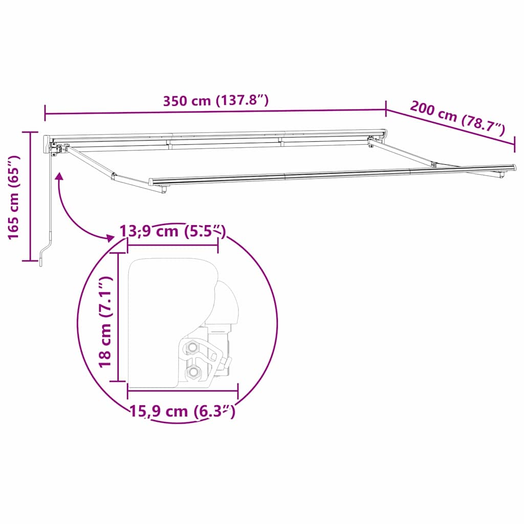 Okvir tende Krema 350 x 200 cm Poliester s PU premazom