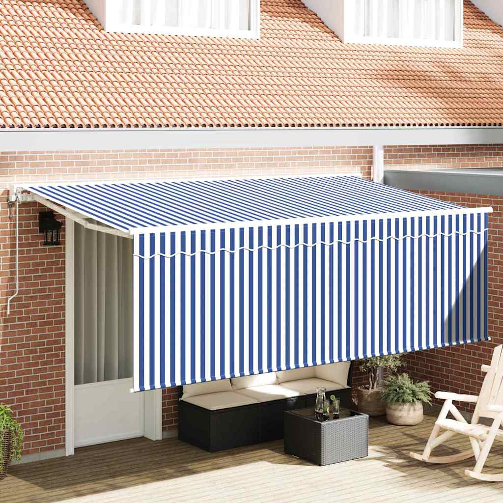 Skrovita tenda Prugasti Plava 350 x 200 cm tkanina