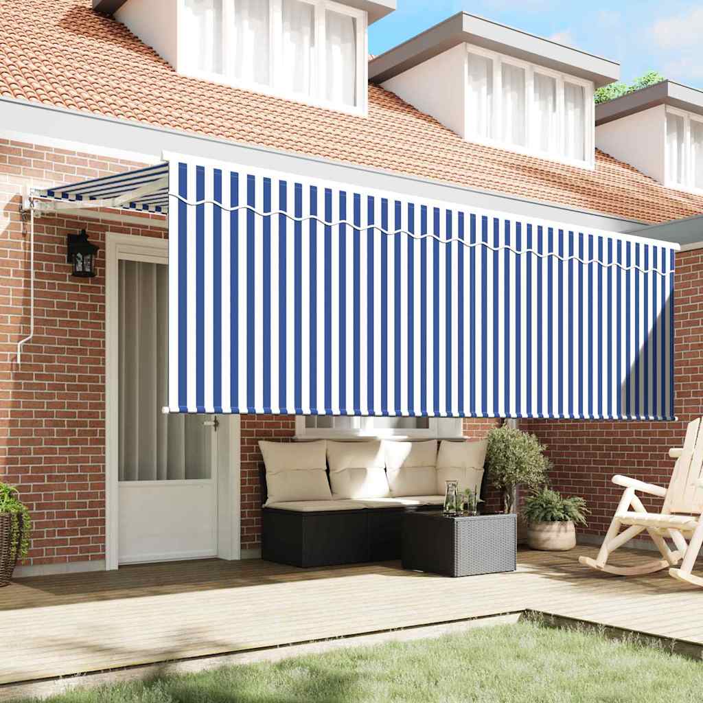 Skrovita tenda Prugasti Plava 350 x 200 cm tkanina