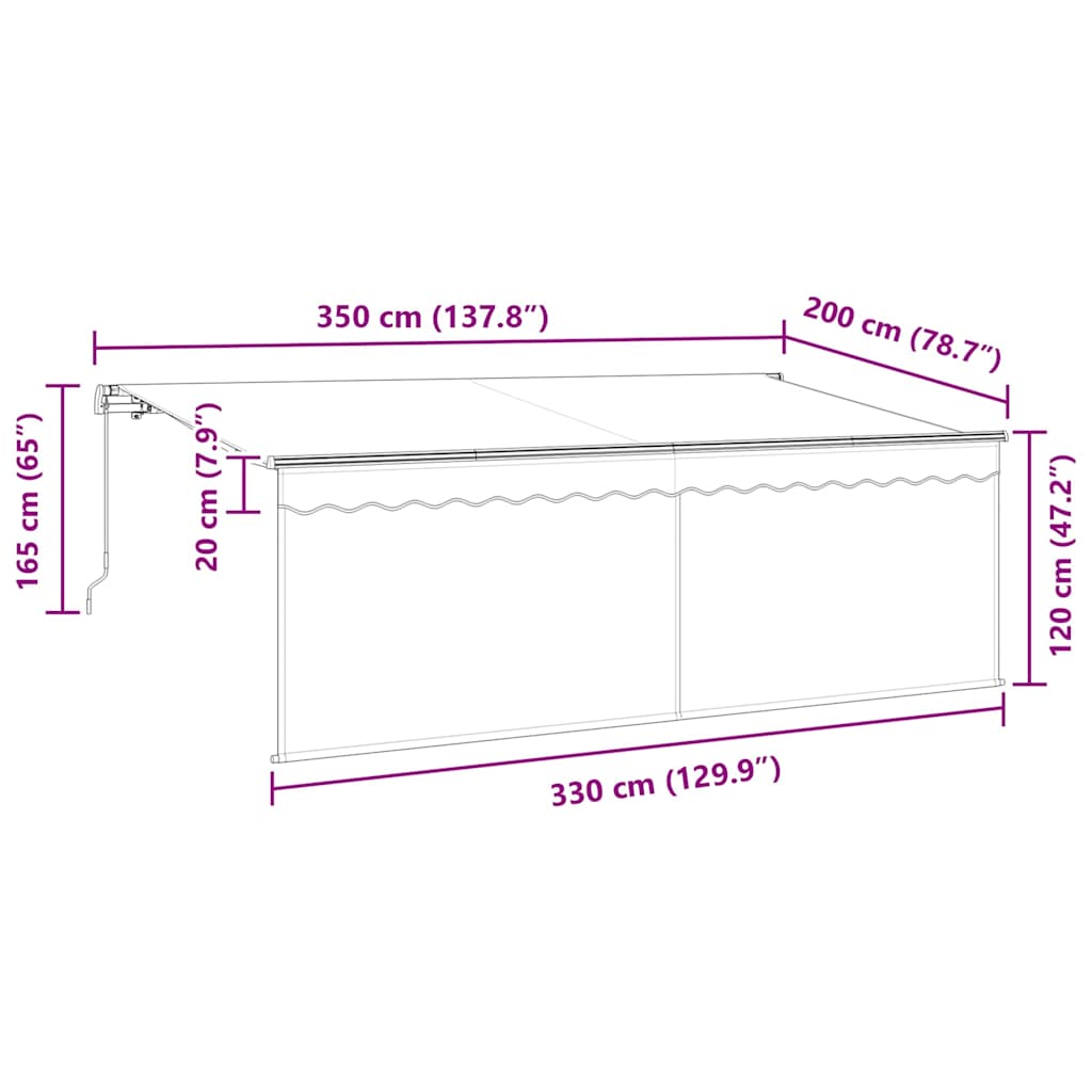 Skrovita tenda Prugasti Plava 350 x 200 cm tkanina