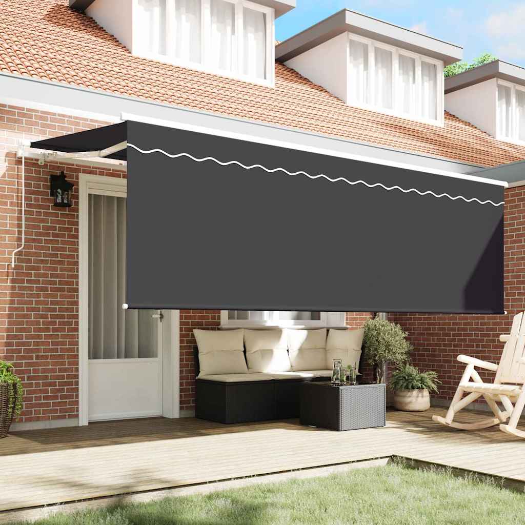 Skrovita tenda Antracit 350 x 200 cm Poliester i aluminij
