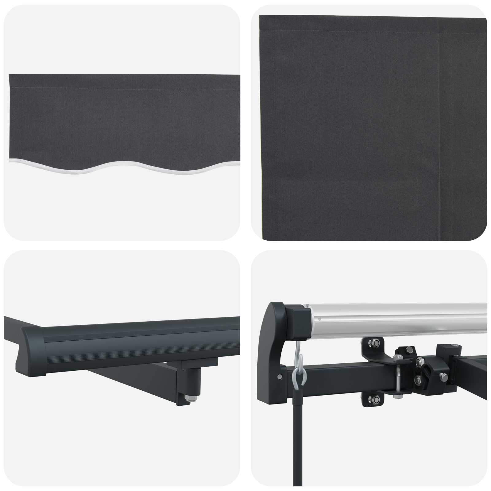 Skrovita tenda Antracit 350 x 200 cm Poliester i aluminij