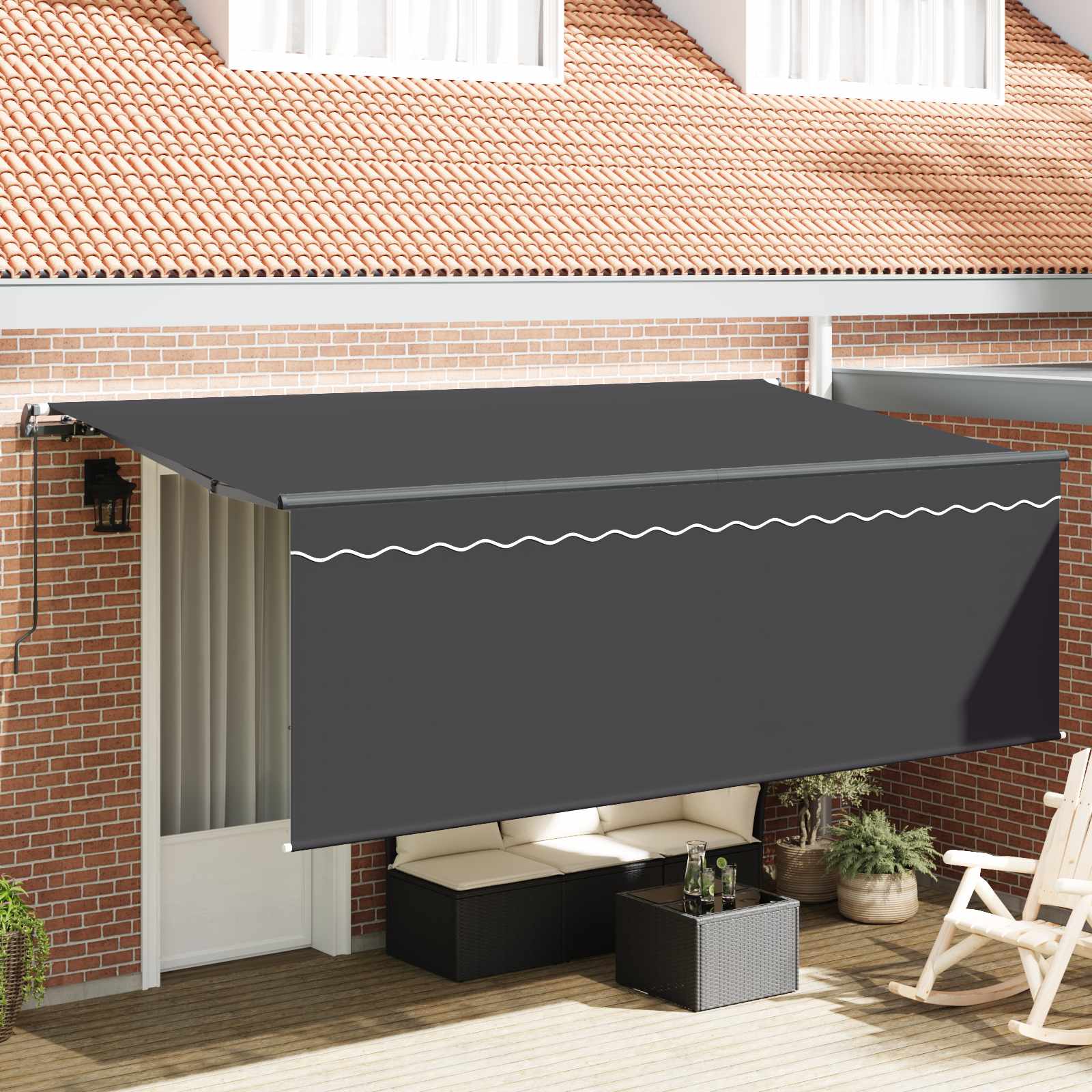 Skrovita tenda Antracit 350 x 200 cm Poliester i aluminij