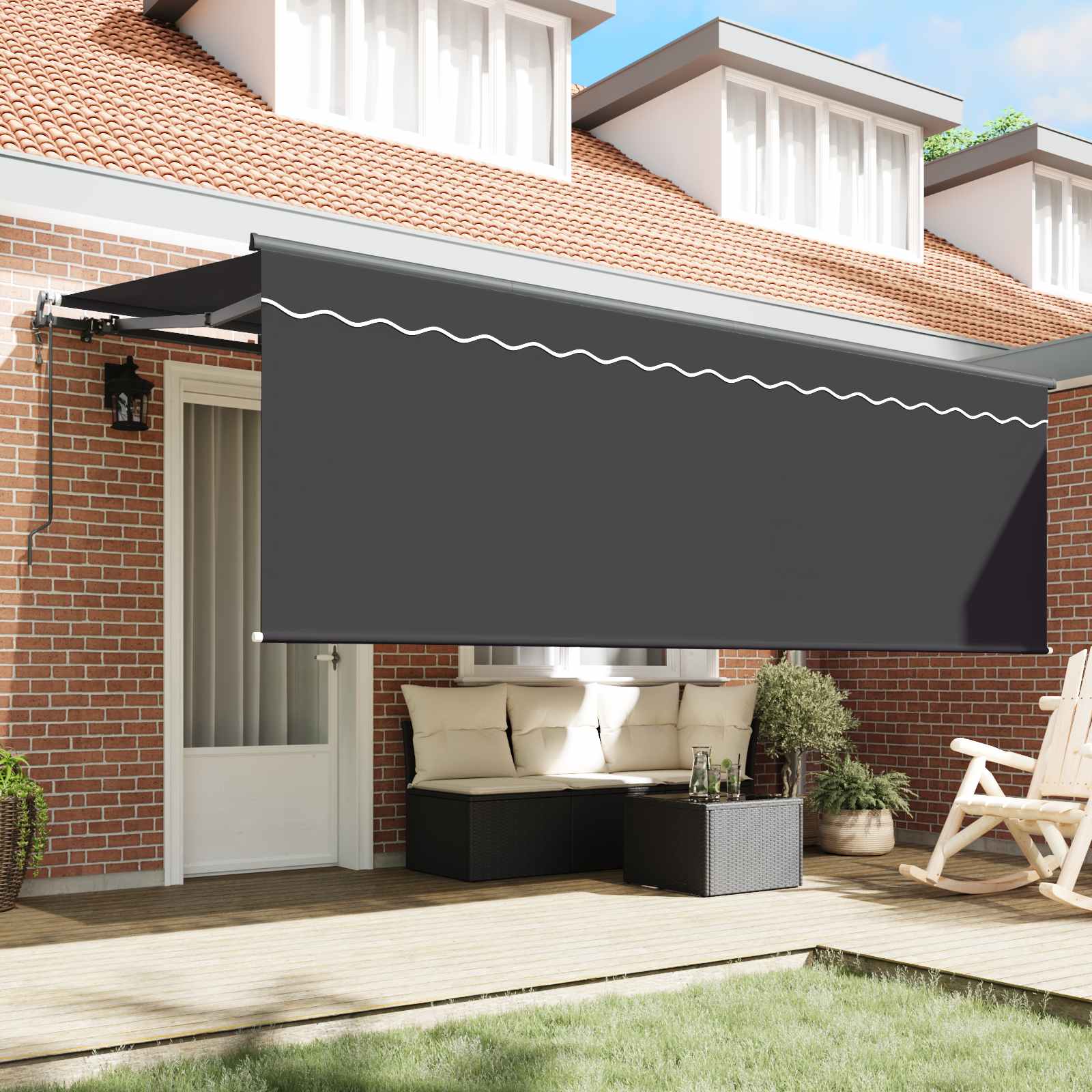 Skrovita tenda Antracit 350 x 200 cm Poliester i aluminij