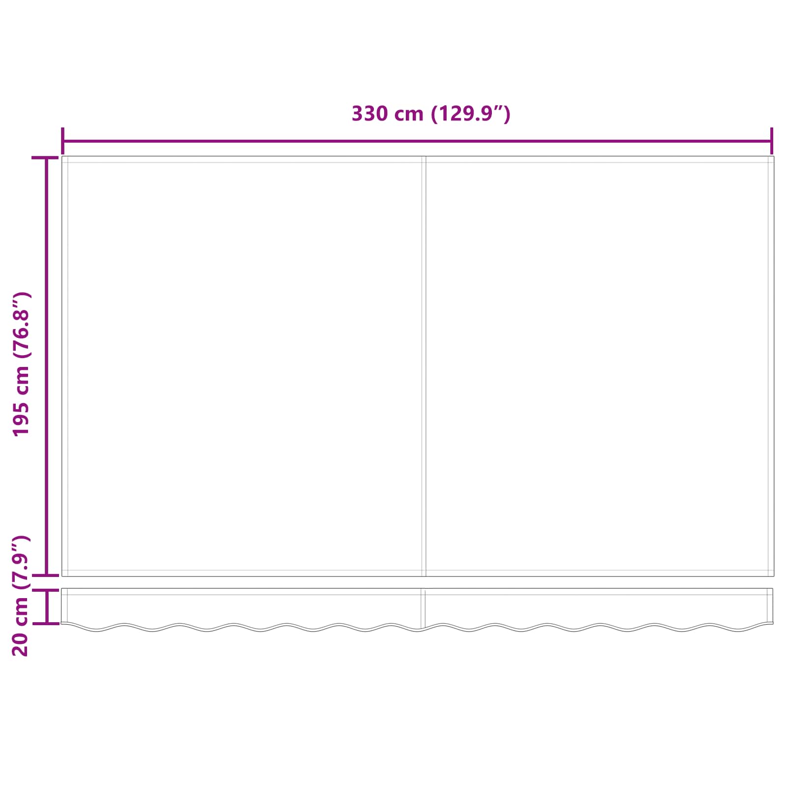 Skrovita tenda Narančasta 350 x 200 cm tkanina