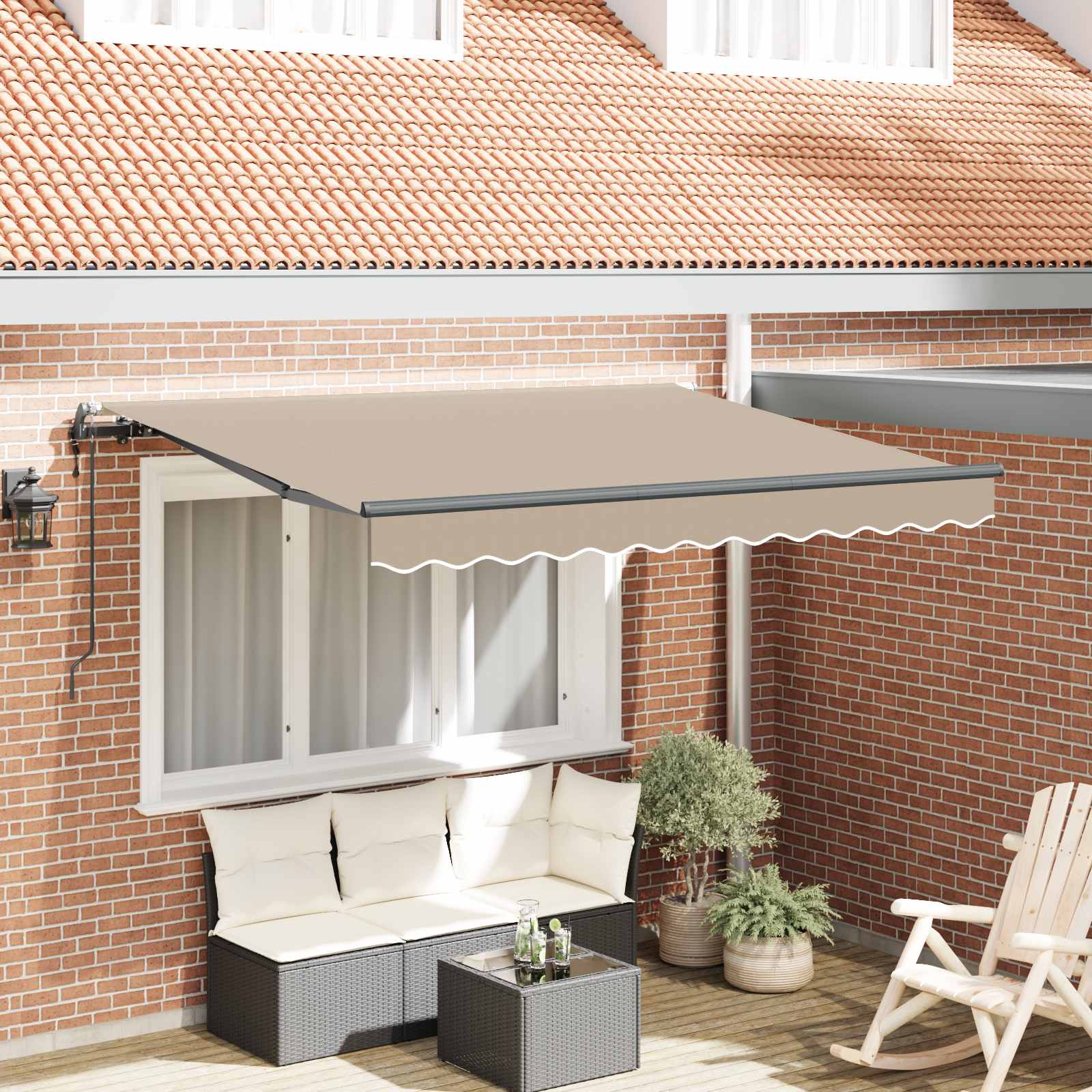 Skrovita tenda Bež 350 x 200 cm tkanina
