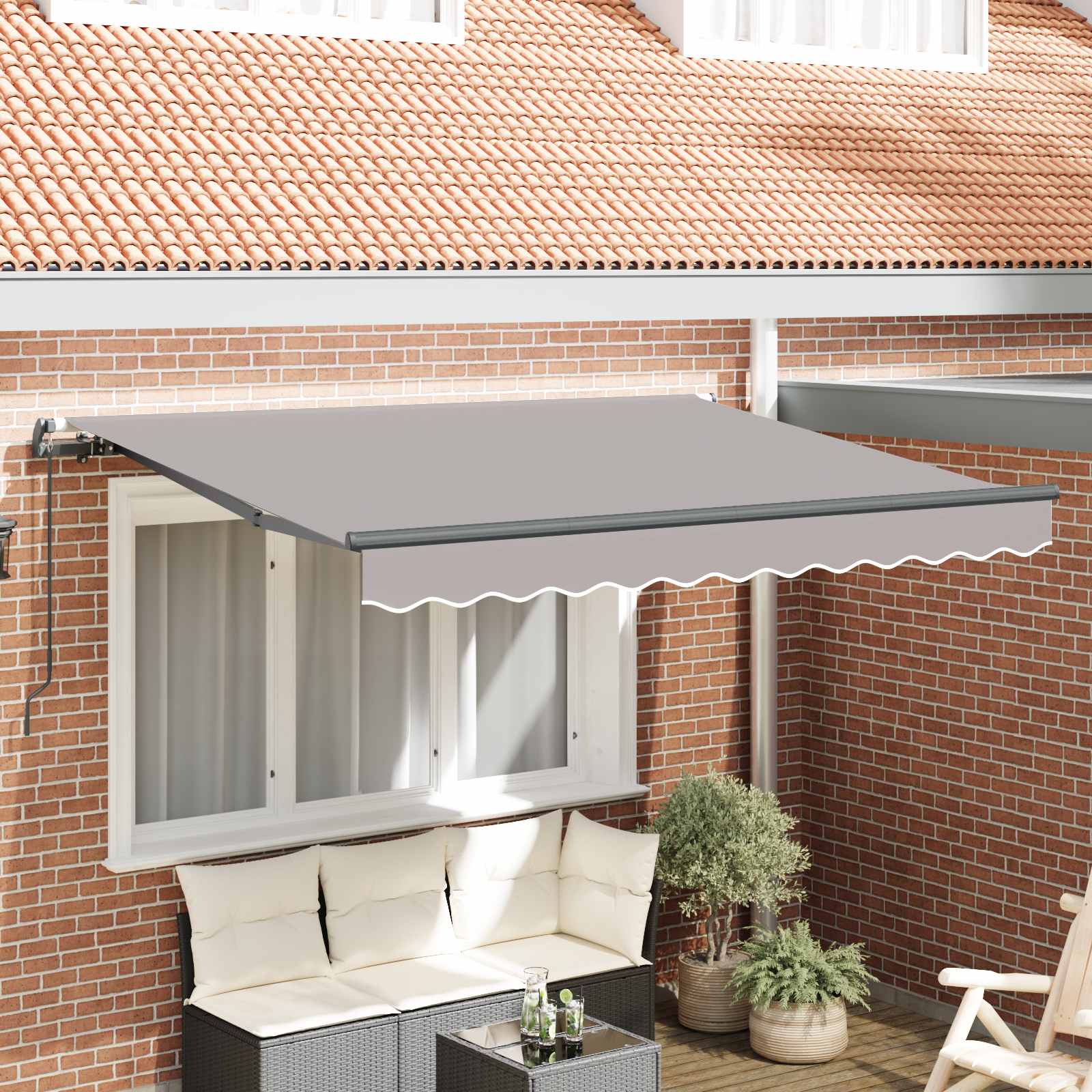 Skrovita tenda Svijetlo siva 350 x 200 cm tkanina